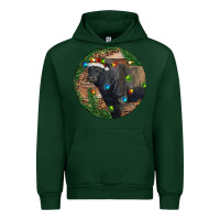 Forest Green Black Angus Bull with Christmas Lights Urban Hoodie - RanaPortraitStore