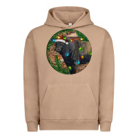Pigment Burro Black Angus Bull with Christmas Lights Urban Hoodie - RanaPortraitStore