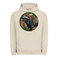 Pigment French Oak Black Angus Bull with Christmas Lights Urban Hoodie - RanaPortraitStore