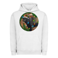 Pigment Lunar Rock Black Angus Bull with Christmas Lights Urban Hoodie - RanaPortraitStore