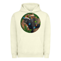 Pigment Pistachio Black Angus Bull with Christmas Lights Urban Hoodie - RanaPortraitStore