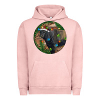 Pigment Salmon Black Angus Bull with Christmas Lights Urban Hoodie - RanaPortraitStore
