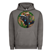 Black Angus Bull With Christmas Lights Urban Hoodie | Teevron