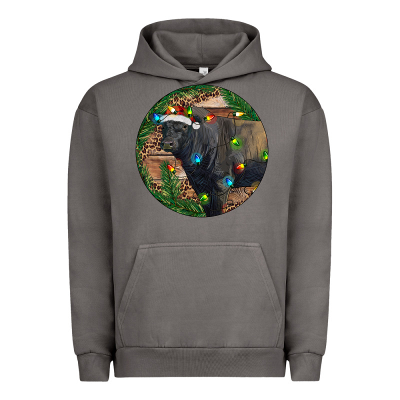 Black Angus Bull With Christmas Lights Urban Hoodie by RanaPortraitStore | Teevron