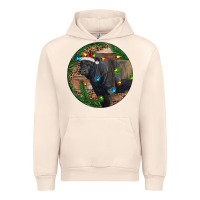 Sandshell Black Angus Bull with Christmas Lights Urban Hoodie - RanaPortraitStore