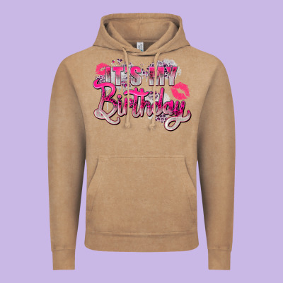 Pink It's My Birthday Vintage Hoodie Designed By Zillion Design Studio