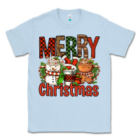 Dusty Blue Merry Christmas Coffee Cups Classic Tee - FaDigitalArtStudio
