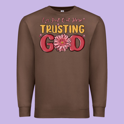 I’m Just Out Here Trusting God Premium Sweatshirt Designed By Maliassmallbusiness