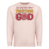 Pale Pink i’m just out here trusting god Premium Sweatshirt - MaliasSmallBusiness