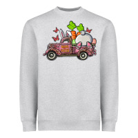 Heather Grey happy easter pink truck with bunny Heavyweight Sweatshirt - RanaPortraitStore