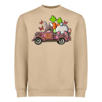 Mushroom happy easter pink truck with bunny Heavyweight Sweatshirt - RanaPortraitStore