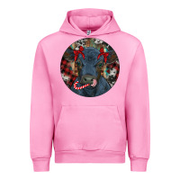 Fuchsia Pink Black Angus Calf Christmas Urban Hoodie - RanaPortraitStore