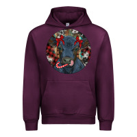 Mauve Wine Black Angus Calf Christmas Urban Hoodie - RanaPortraitStore