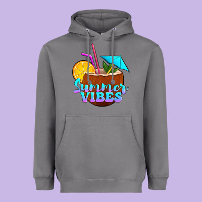 Summer Vibes Coconut Drink Heavyweight Hoodie Designed By Jasminsmagicworld