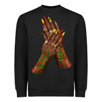 Black juneteenth nail art with afro hand Heavyweight Sweatshirt - texasbilliewilder