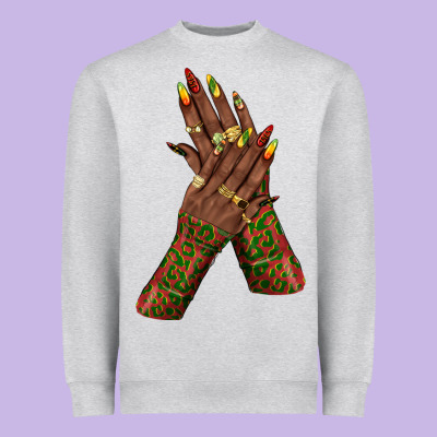 Heavyweight Sweatshirt juneteenth nail art with afro hand