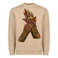 Mushroom juneteenth nail art with afro hand Heavyweight Sweatshirt - texasbilliewilder