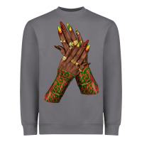 Storm juneteenth nail art with afro hand Heavyweight Sweatshirt - texasbilliewilder