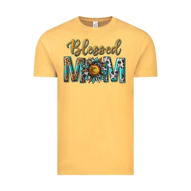 Western Blessed Mom With Sunflower Vintage Tee by texasbilliewilder | Teevron