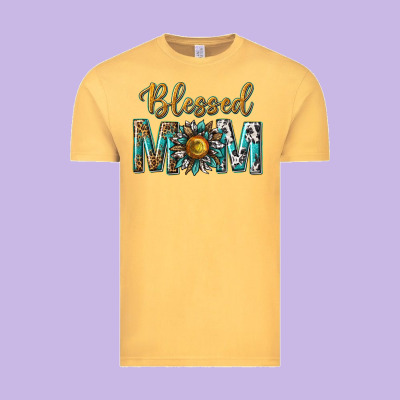 Western Blessed Mom With Sunflower Vintage Tee Designed By Texasbilliewilder