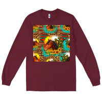 Burgundy desert horse seamless patern Long Sleeve Tee - HRA Design Shop