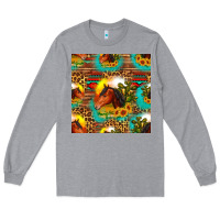 Heather Grey desert horse seamless patern Long Sleeve Tee - HRA Design Shop