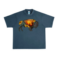 Midnight Navy sunflower bison Urban Heavy Tee - RanaPortraitStore