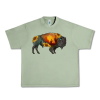 Oil Green sunflower bison Urban Heavy Tee - RanaPortraitStore