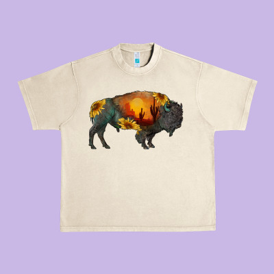 Sunflower Bison Urban Heavy Tee Designed By Ranaportraitstore