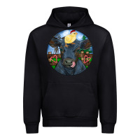 Black Black Angus Cattle with Santa Chick Christmas Urban Hoodie - RanaPortraitStore