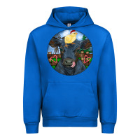 Cobalt Black Angus Cattle with Santa Chick Christmas Urban Hoodie - RanaPortraitStore