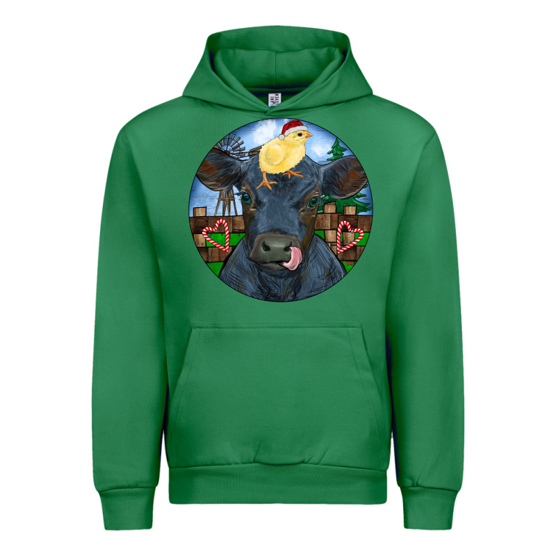 Black Angus Cattle With Santa Chick Christmas Urban Hoodie by RanaPortraitStore | Teevron