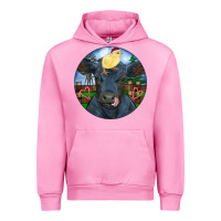 Fuchsia Pink Black Angus Cattle with Santa Chick Christmas Urban Hoodie - RanaPortraitStore