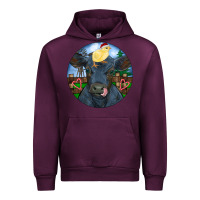 Mauve Wine Black Angus Cattle with Santa Chick Christmas Urban Hoodie - RanaPortraitStore
