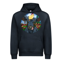 Navy Black Angus Cattle with Santa Chick Christmas Urban Hoodie - RanaPortraitStore