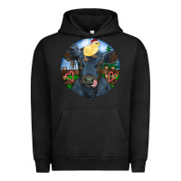 Pigment Black Black Angus Cattle with Santa Chick Christmas Urban Hoodie - RanaPortraitStore
