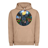 Pigment Burro Black Angus Cattle with Santa Chick Christmas Urban Hoodie - RanaPortraitStore