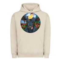 Pigment French Oak Black Angus Cattle with Santa Chick Christmas Urban Hoodie - RanaPortraitStore
