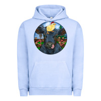 Pigment Grape Ice Black Angus Cattle with Santa Chick Christmas Urban Hoodie - RanaPortraitStore