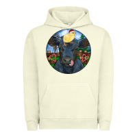Pigment Pistachio Black Angus Cattle with Santa Chick Christmas Urban Hoodie - RanaPortraitStore