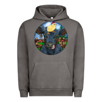 Pigment Tornado Black Angus Cattle with Santa Chick Christmas Urban Hoodie - RanaPortraitStore