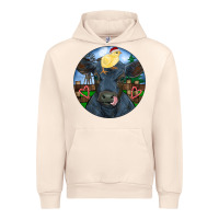 Sandshell Black Angus Cattle with Santa Chick Christmas Urban Hoodie - RanaPortraitStore