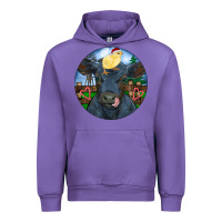 Tulip Black Angus Cattle with Santa Chick Christmas Urban Hoodie - RanaPortraitStore