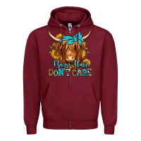Burgundy barn hair don't care long haired cow Zipper Hoodie - Jasminsmagicworld