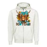 Oatmeal Heather barn hair don't care long haired cow Zipper Hoodie - Jasminsmagicworld
