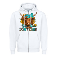 White barn hair don't care long haired cow Zipper Hoodie - Jasminsmagicworld