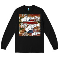 Black dad life fist bump seamless pattern Long Sleeve Tee - HRA Design Shop