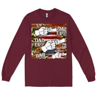 Burgundy dad life fist bump seamless pattern Long Sleeve Tee - HRA Design Shop