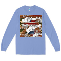 Colony Blue dad life fist bump seamless pattern Long Sleeve Tee - HRA Design Shop