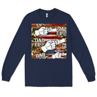 Navy dad life fist bump seamless pattern Long Sleeve Tee - HRA Design Shop